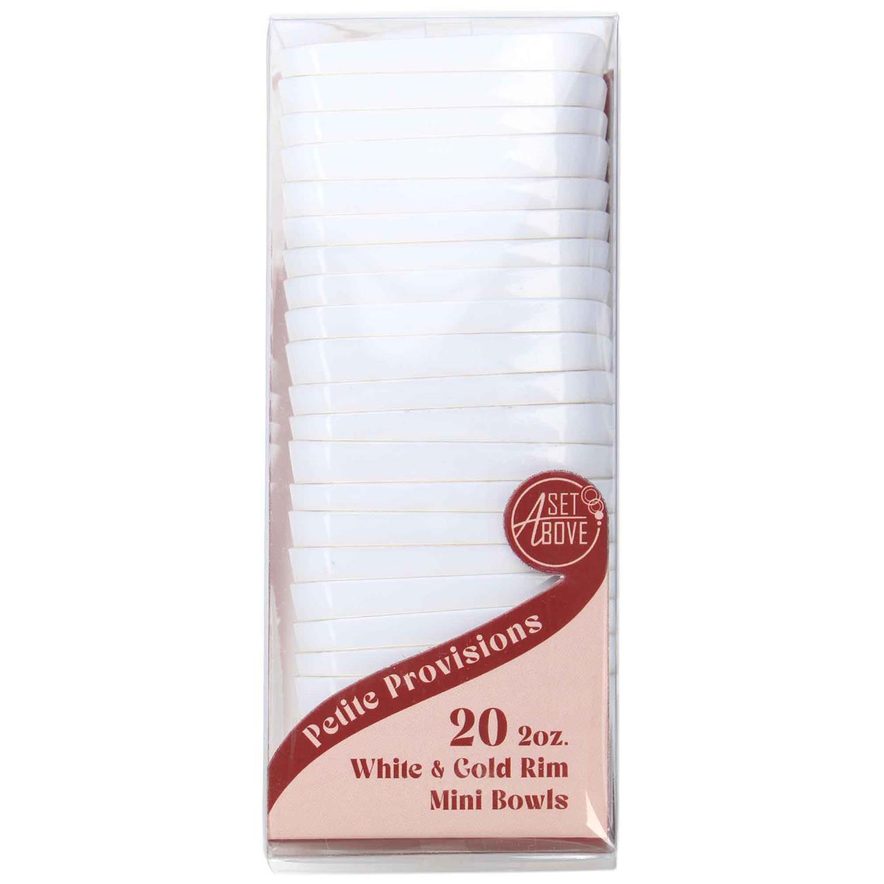 A Set Above Mini 2 Oz Bowl White & Gold, 20 Pc