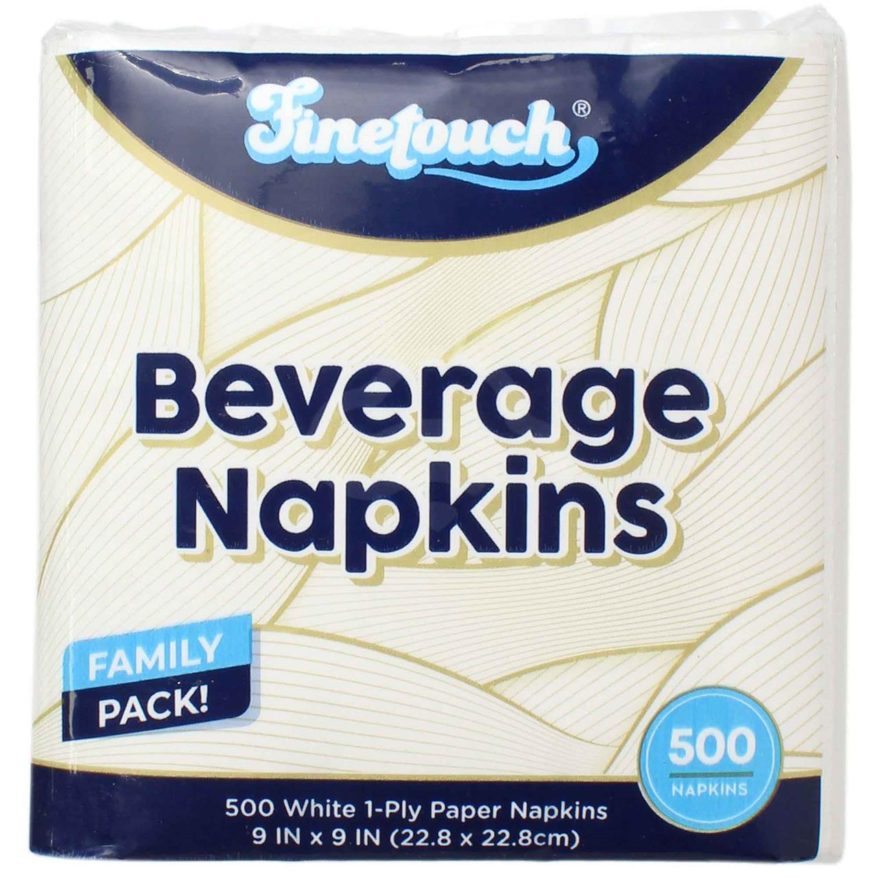 Finetouch Beverage Napkins, 500 Ct